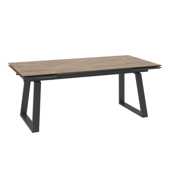 Стол ALTEZA-200, раздвижной 200(45+45)x100, ДУБ ВИНТАЖНЫЙ - COMPAKT CER/ЧЕРНЫЙ